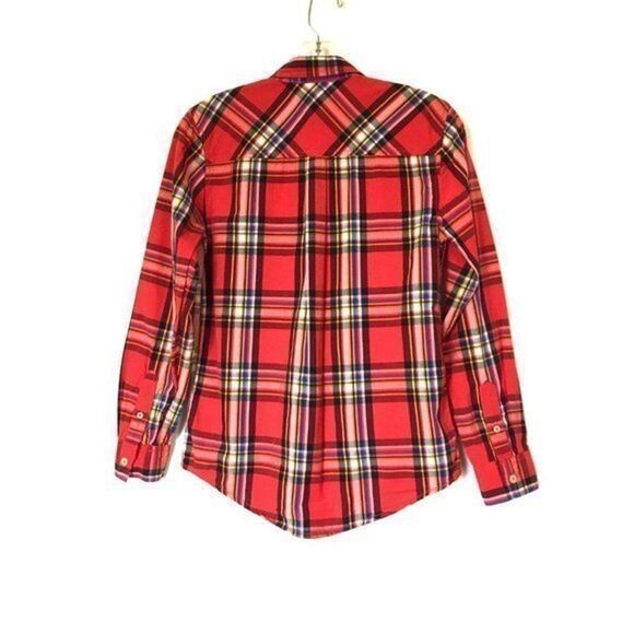 Arizona Jean Co Plaid Shirt Long Sleeve Red Button Down Size XL 14-16 Cotton - Picture 2 of 5